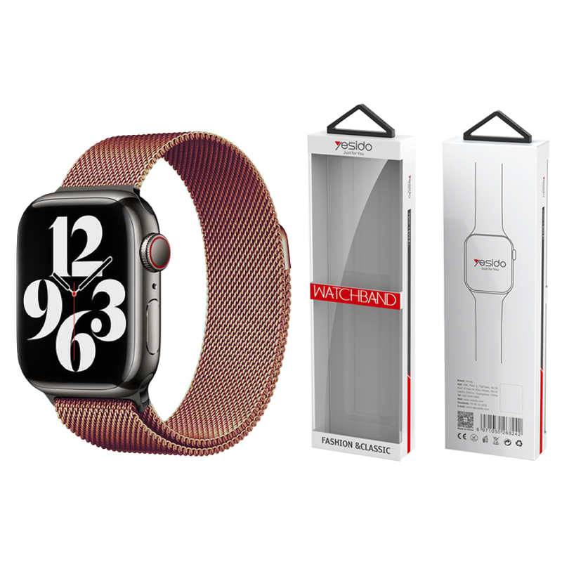 YESIDO WB22 Apple Watch magnētiskā nerūsējošā tērauda siksniņa (42/44/45/49) rozā zelts
