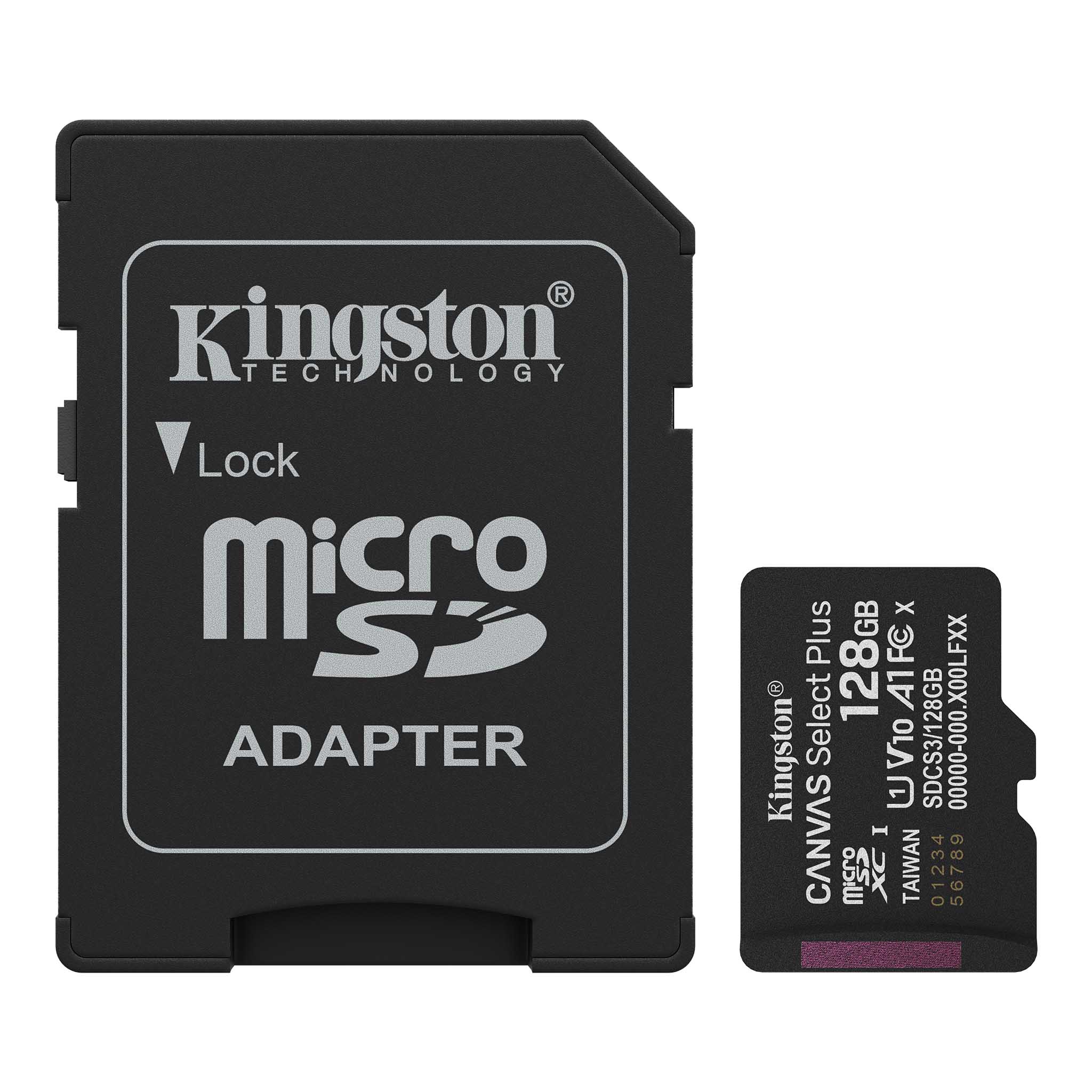 Kingston atmiņas karte 128GB microSDXC Canvas Select Plus Gen3 150MB/s A1 Card + Adapter