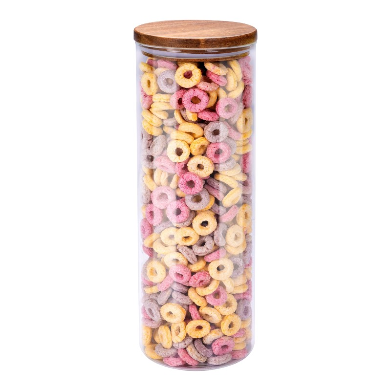 Alpina borsilikāta stikla burka beramiem produktiem ar akācijas koka vāku, 1650 ml