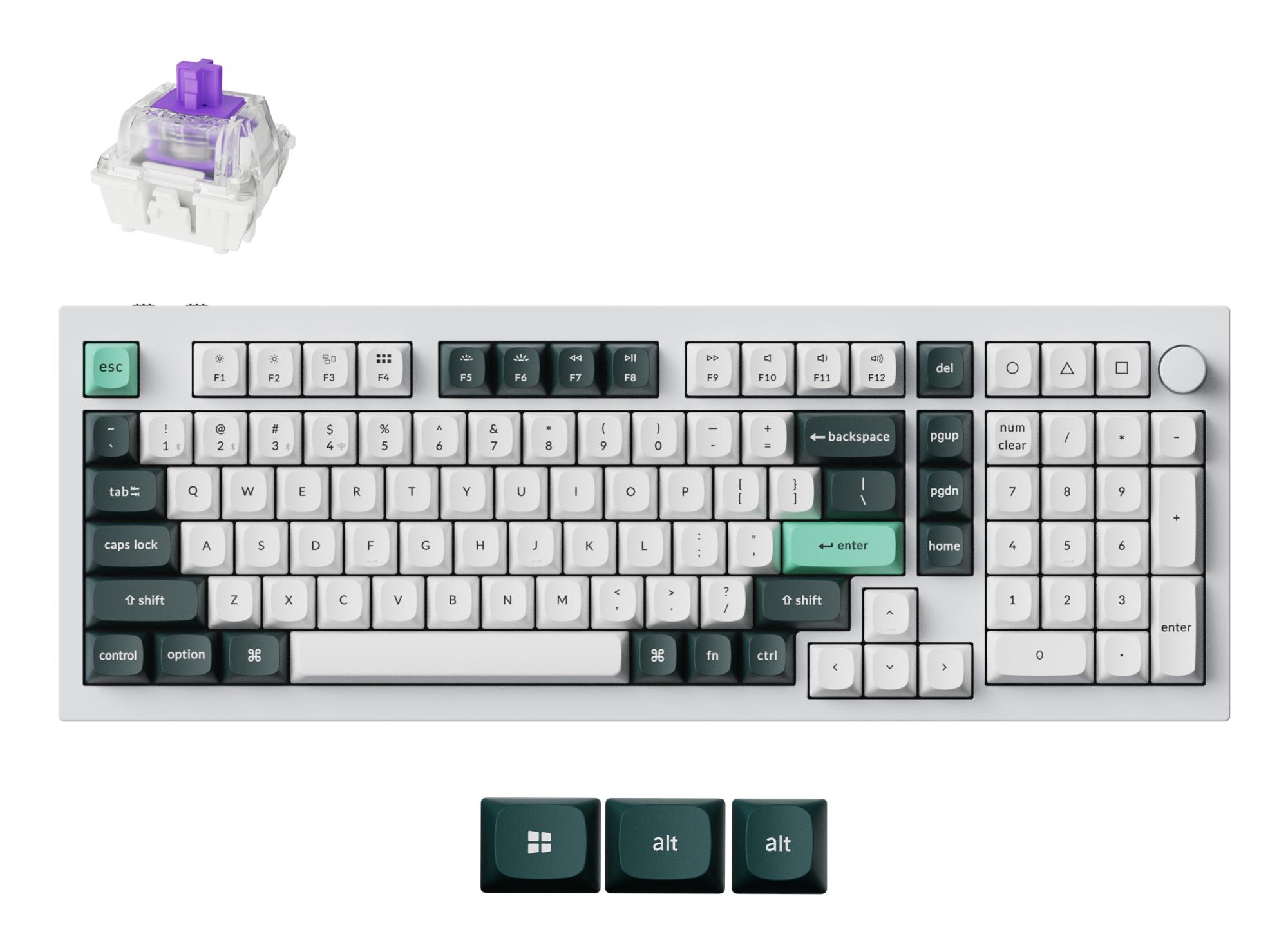Bezvadu tastatūra KEYCHRON Q5 HE RGB Shell White Q5H-P1