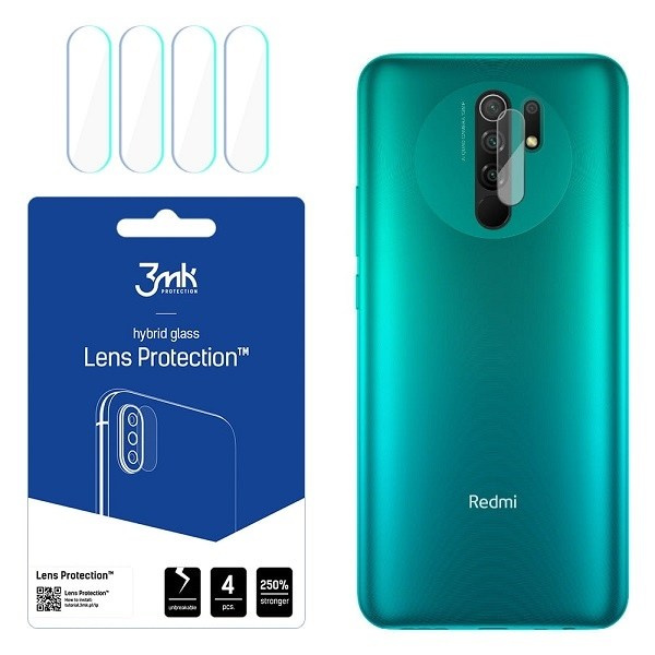 Hibrīda stikls 3MK Hibrīda stikls kameras XIAOMI REDMI 9 priekš kamerai 4 gab.