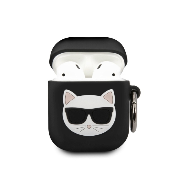 KARL LAGERFELD KLACA2SILCHBK AIRPODS 1/2 maciņš melns SILICONE CHOUPETTE
