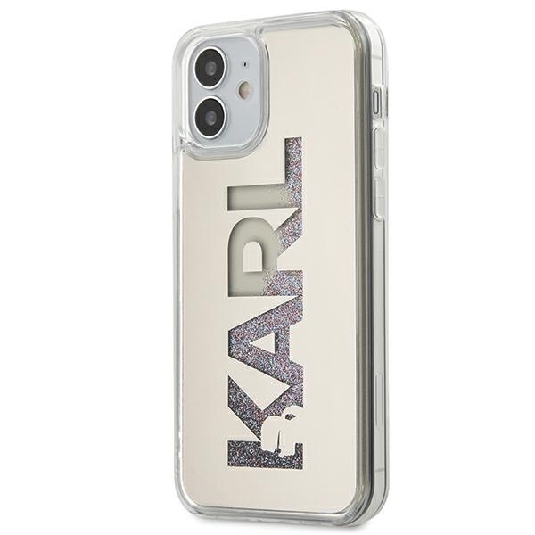 KARL LAGERFELD KLHCP12SKLMLGR IPHONE 12 MINI 5.4 "sudraba Cietais maciņš MIRROR LIQUIDR KARL
