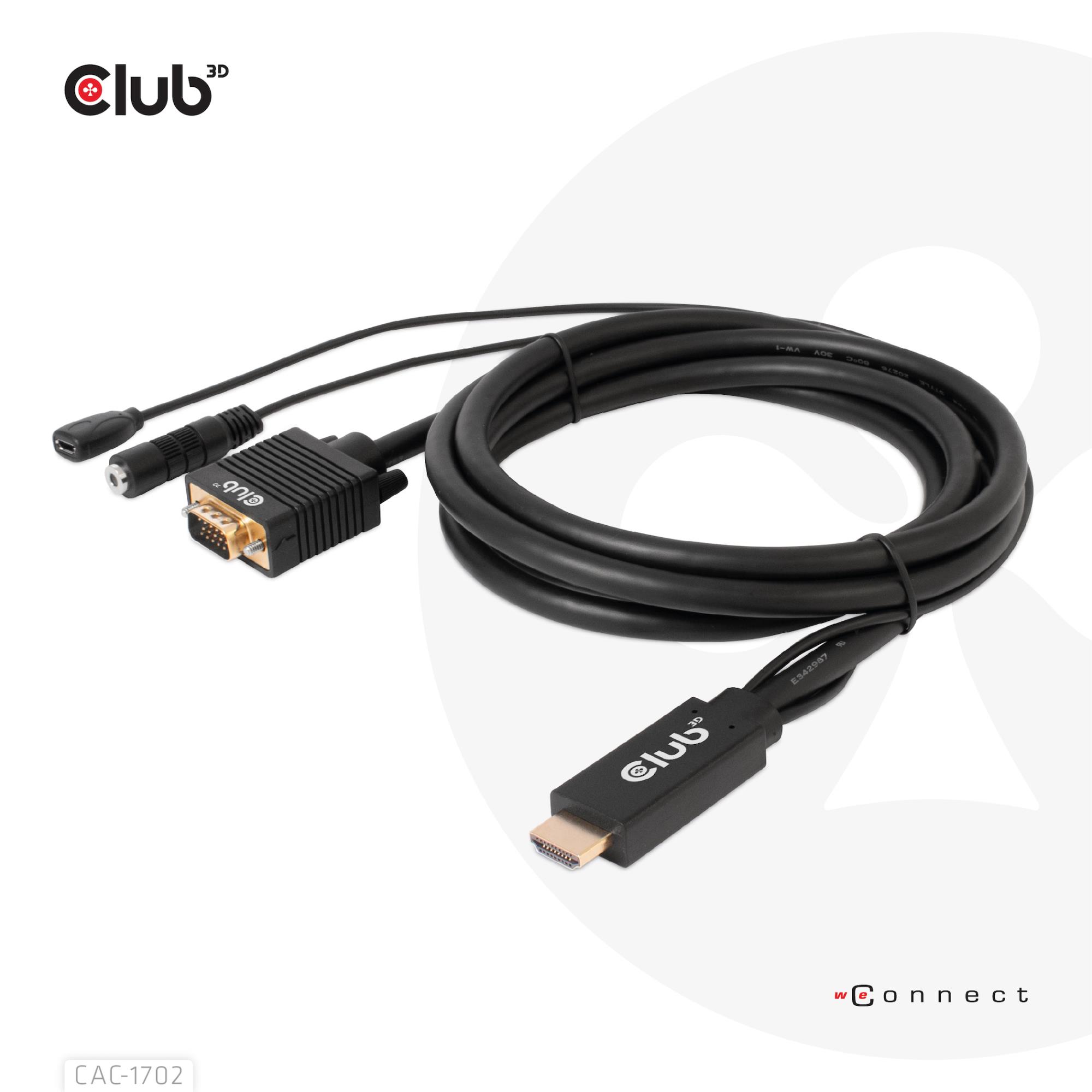 HDMI uz VGA kabelis 2m CAC-1712 Club3D