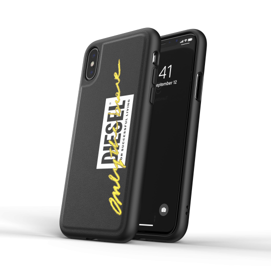 DIESEL Formēts maciņš ar izšuvumu IPHONE X/XS melns/dzeltens