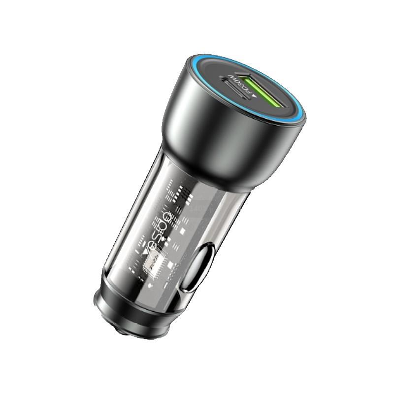 YESIDO AUTO LĀDĒTĀJS Y49 PD 30W QC3.0 18W USB-A+C MELNS