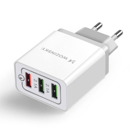 Lādētājs Wozinsky "WWC-01" Balts (3xUSB / 30W)