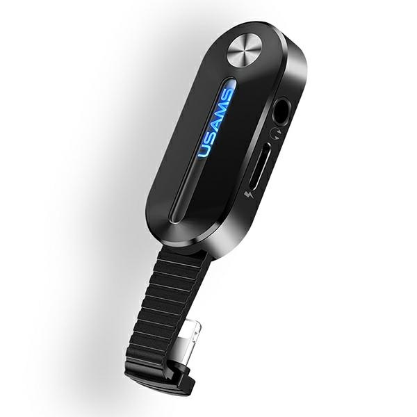 USAMS Adapteris AU10 2W1 LIGHTING - 3.5MM + LIGHTING LED melns