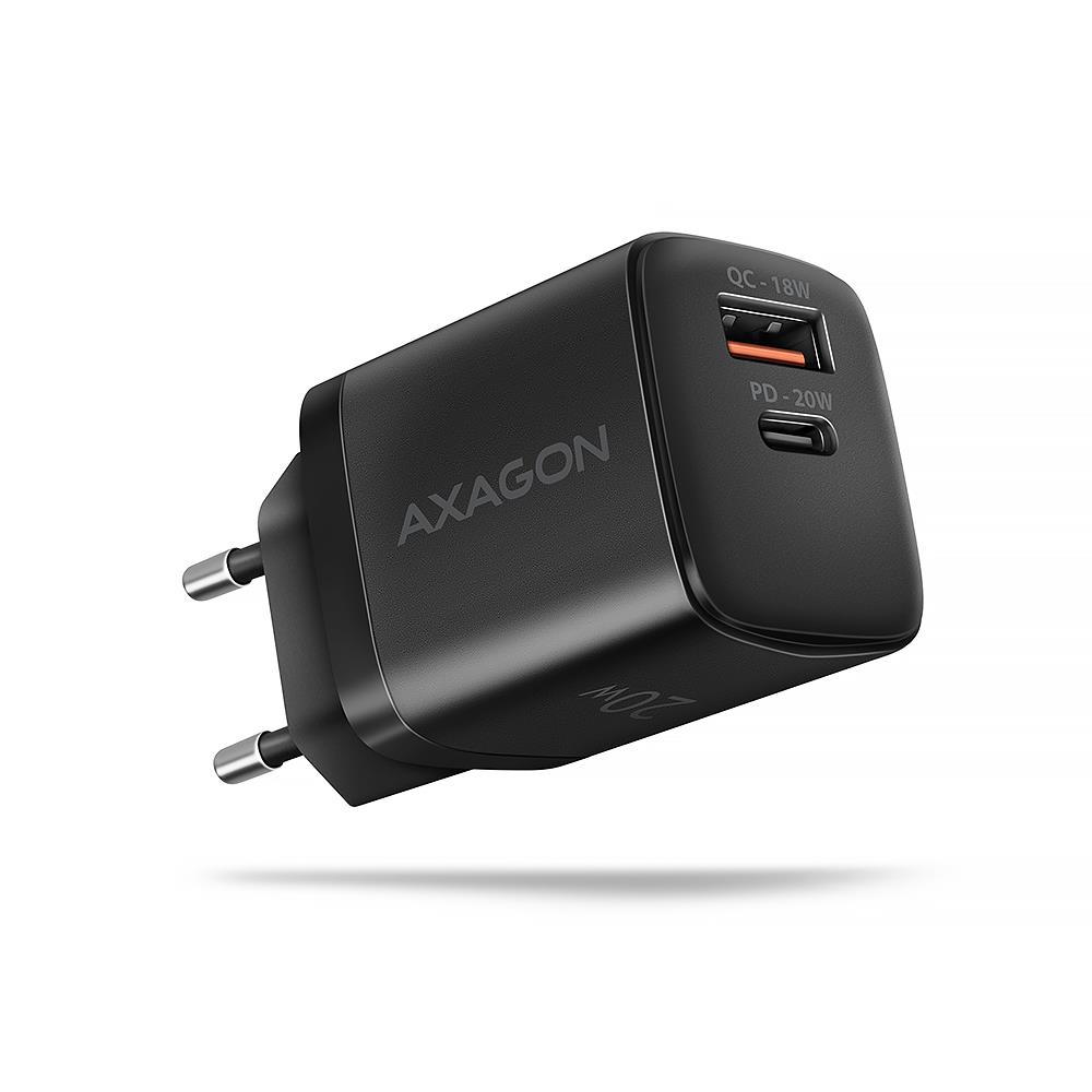 Axagon sienas USB lādētājs 20W 2 porti melns ACU-PQ20