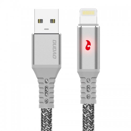 USB Kabelis Dudao "L7xL" Pelēks "Lightning" 100cm ar led indicator (up to 3A)