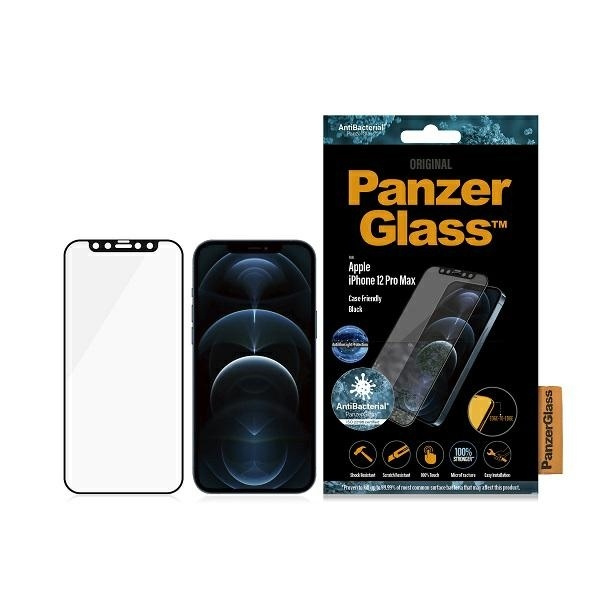 PanzerGlass E2E Anti-Bluelight iPhone 12 Pro Max 6,7" maciņš Friendly AntiBacterial Microfracture melns/melns
