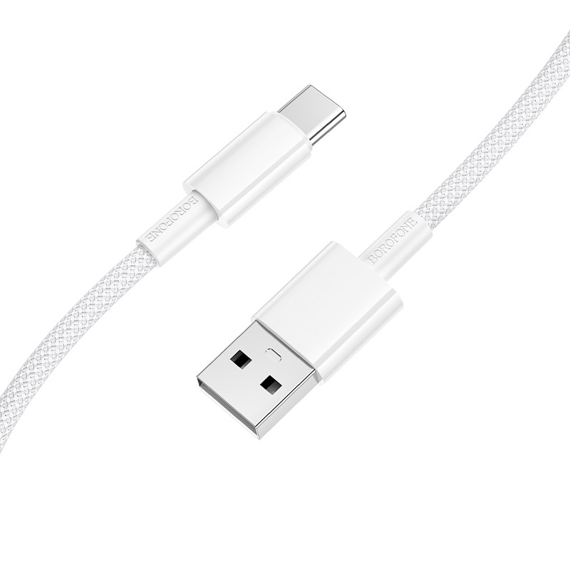USB kabelis Borofone BX117 no USB-A uz USB-C 1,0 m, balts