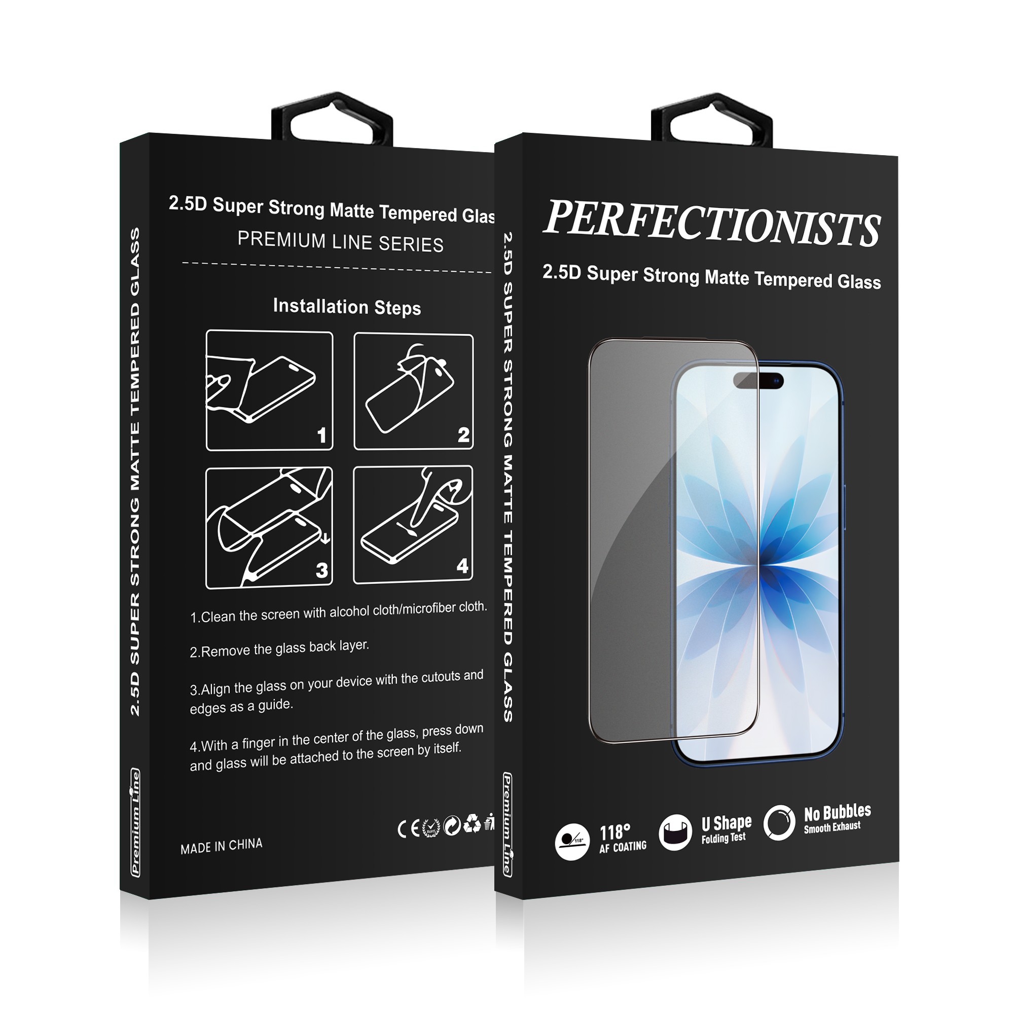 Perfectionists 2.5D īpaši izturīgs matēts rūdīts stikls Apple iPhone 15 Pro Max melns
