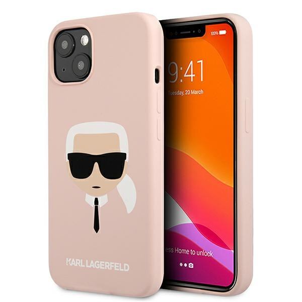 KARL LAGERFELD KLHCP13SSLKHLP IPHONE 13 MINI 5.4 "gaiši rozā/gaiši rozā maciņš silikona KARL`S HEAD