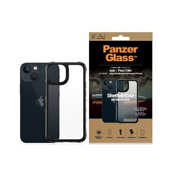 PanzerGlass ClearCase iPhone 13 Mini 5.4" melns Antibacterial Military grade SilverBullet 0318