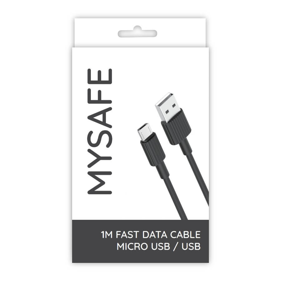 MYSAFE NB Kabelis P156 MICRO USB 1M melns