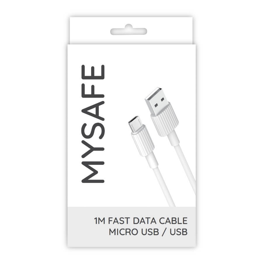 MYSAFE NB Kabelis P156 MICRO USB 1M balts