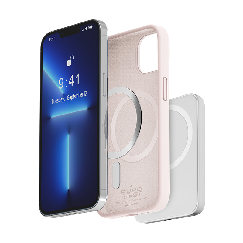 Puro Icon Mag MagSafe Silikona apvalks iPhone 14 Pro Max - rozā