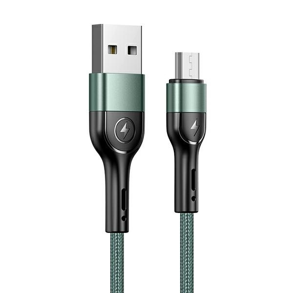USAMS Kabelis pīts U55 2A micro USB zaļš 1m SJ450USB02 (US-SJ450)