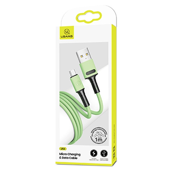 USAMS Kabelis U52 MICROUSB 2A FAST CHARGE 1M zaļš SJ435USB02 (US-SJ435)