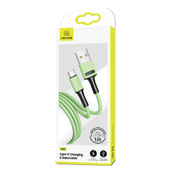 USAMS Kabelis U52 USB-C 2A FAST CHARGE 1M zaļš SJ436USB02 (US-SJ436)