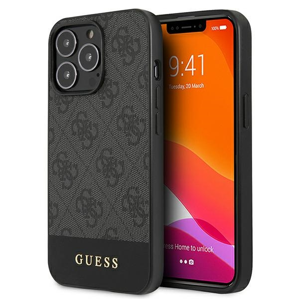 Guess GUHCP13LG4GLGR iPhone 13 Pro / 136,1" pelēks/pelēks maciņš 4G Stripe Collection