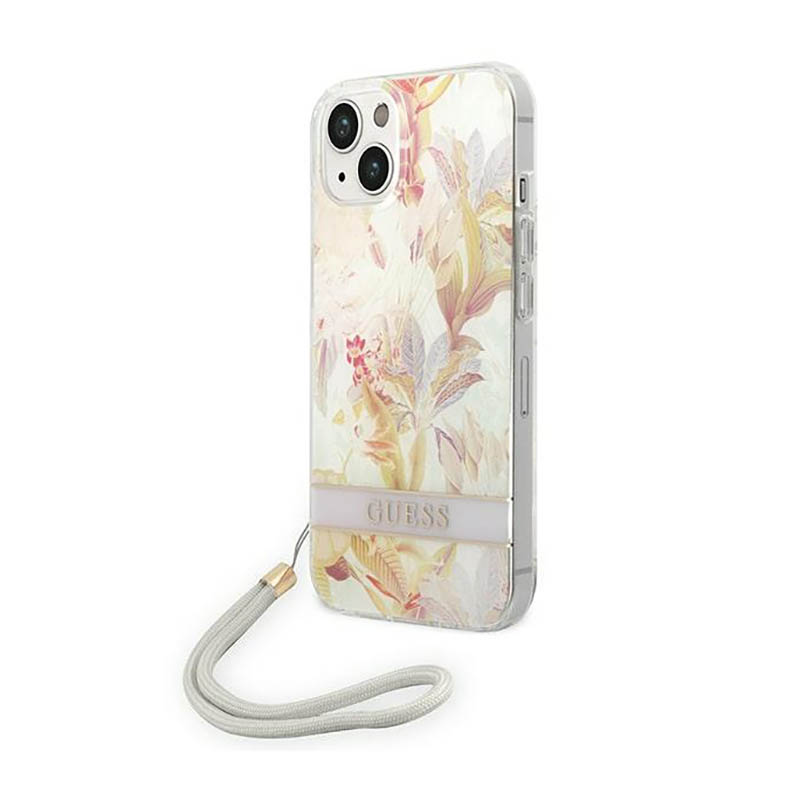 Guess GUOHCP14MHFLSU iPhone 14 Plus 6.7 "violets/violets cietais apvalks Ziedu siksna
