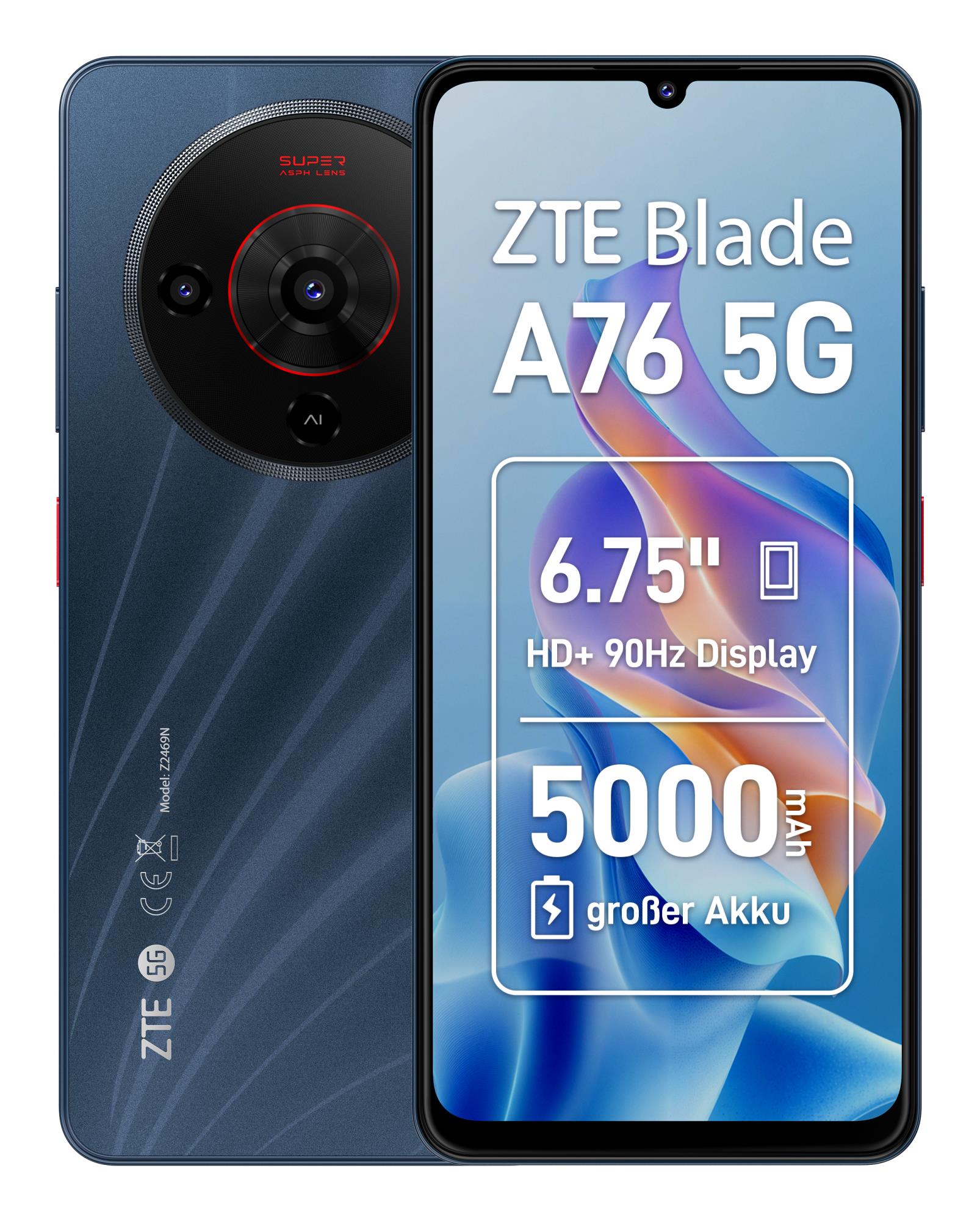 ZTE mobilais tālrunis Blade A76 5G 4/128GB melns