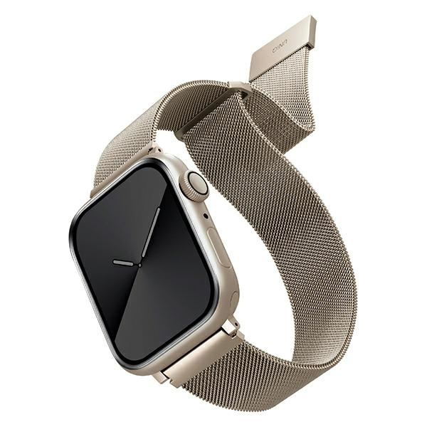 Uniq Dante nerūsējošā tērauda siksniņa priekš Apple Watch 1/2/3/4/5/6/7/8/SE/SE2 42/44/45mm - bēšs