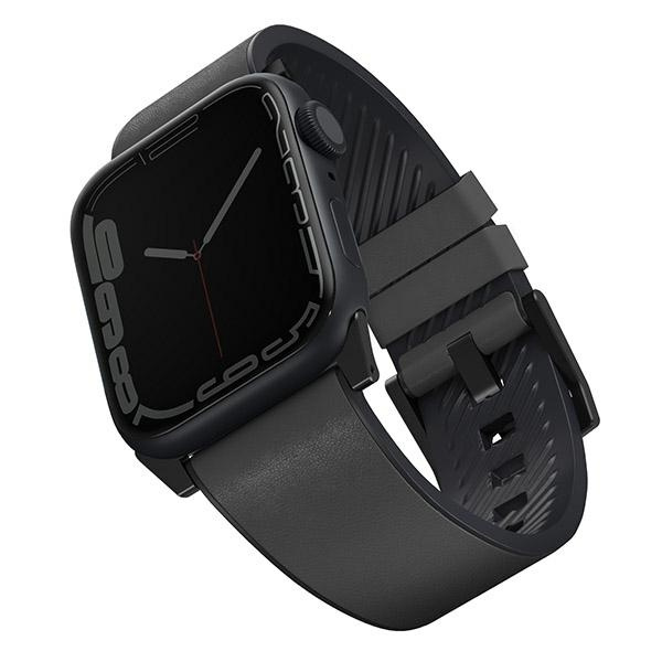 Uniq Straden ādas Hybrid siksniņa priekš Apple Watch 1/2/3/4/5/6/7/8/SE/SE2/Ultra 42/44/45/49mm - pelēks