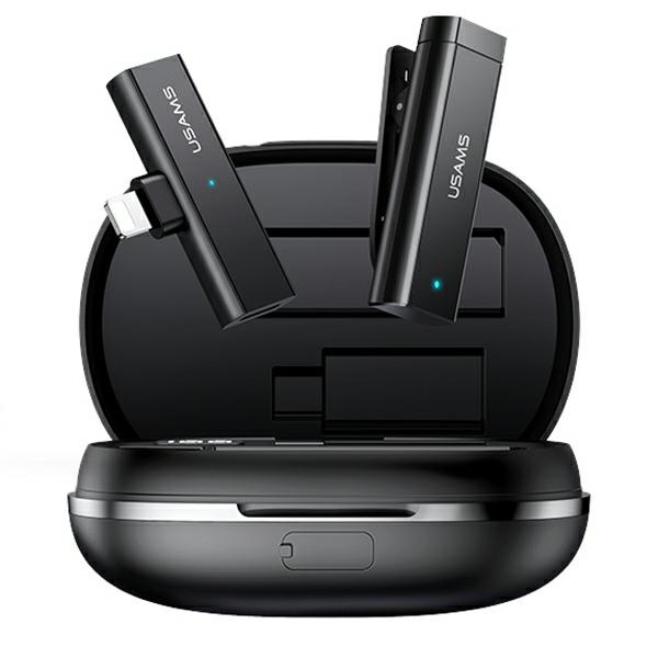 USAMS BEZVADU PIESPRAUDES MIKROFONS ENC 2.4G BEZVADU LAVALIER MIKROFONS LIGHTNING ZB244MKF01 (US-ZB244)