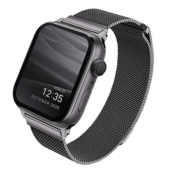 Uniq Dante Stainless Steel siksniņa Apple Watch 1/2/3/4/5/6/7/8/SE/SE2 42/44/45mm - grafīta