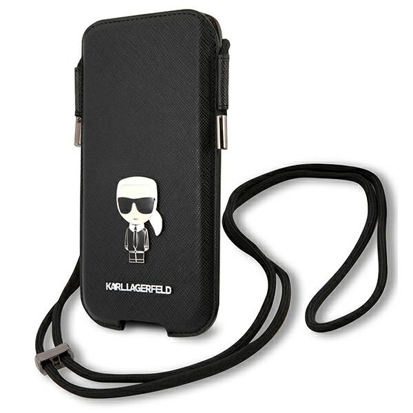 Karl Lagerfeld rokassoma KLHCP12LOPHKMK 6,7" melna hardcase Saffiano Ikonik Karl's
