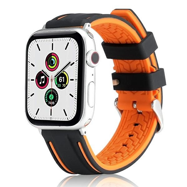 Beline Siksniņa Apple Watch Solid Silicone 38/40/41mm oranžs-melns