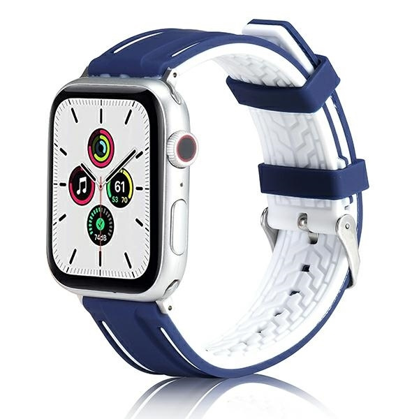 Beline Siksniņa Apple Watch Solid Silicone 42/44/45/49mm tumši zils-balts