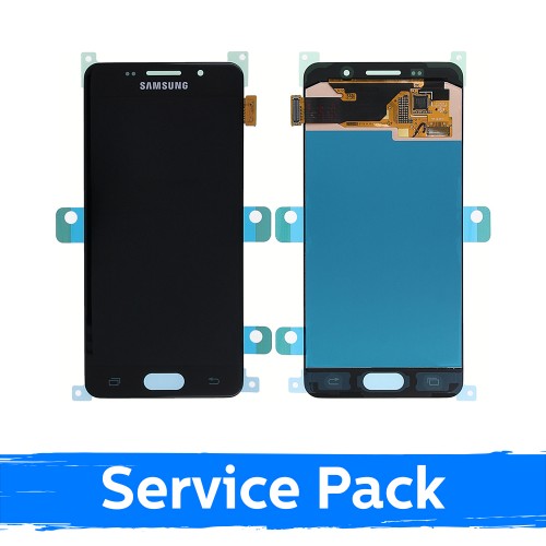 LCD Displejs Saderīgs ar Samsung A310 2016 A3 Melns (Service Pack)