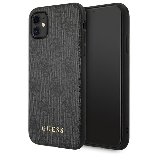 Guess GUHCN61G4GFGR iPhone 11 / Xr 6,1"pelēks/pelēks hard maciņš 4G Metal Gold Logo