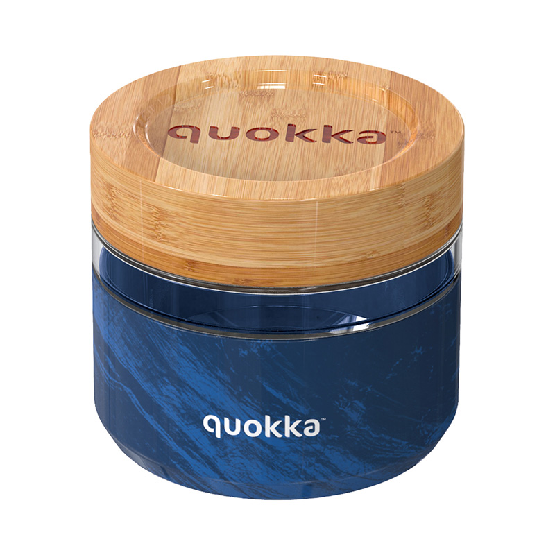 Quokka Deli Food Jar 500 ml borosilikāta stikla pārtikas trauks, koka tekstūras raksts