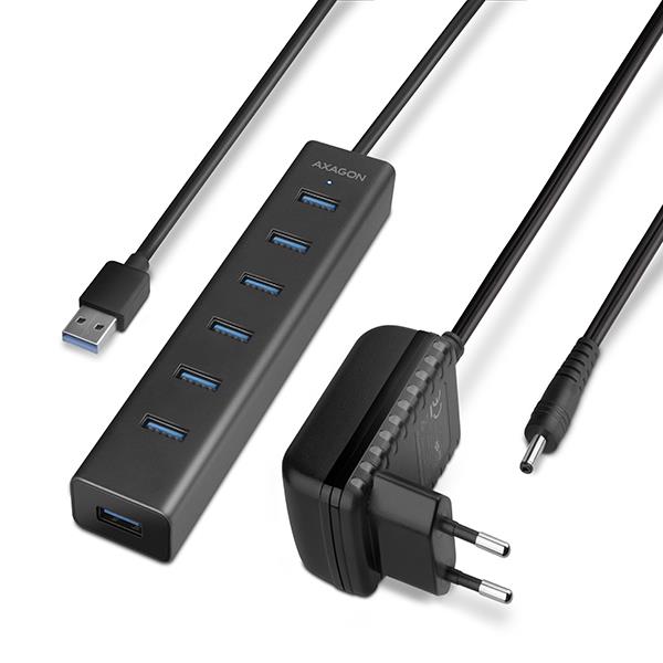 USB3.0 sadalītājs 7 portu ar barošanu 1.2m HUE-SA7BP Axagon