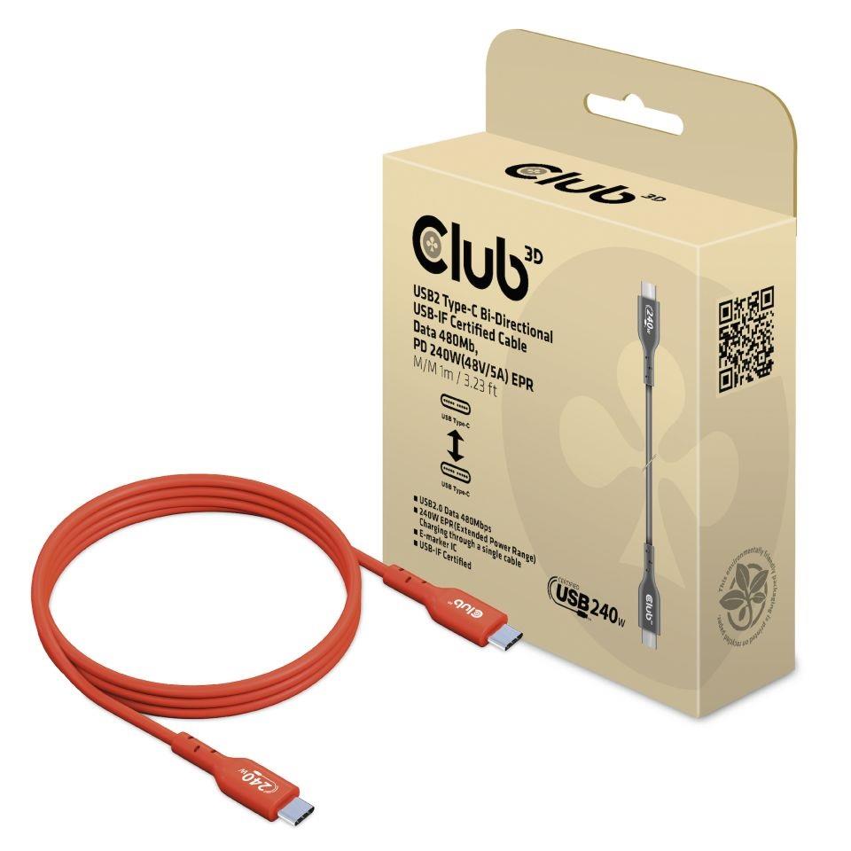 Club3D USB-C uz USB-C kabelis 1m M/M CAC-1511