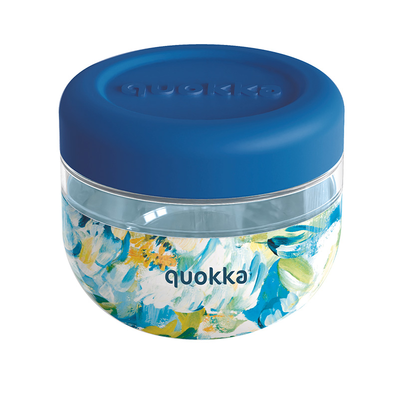 Quokka Bubble Food Jar 500 ml pārtikas trauks, zilo peoniju raksts