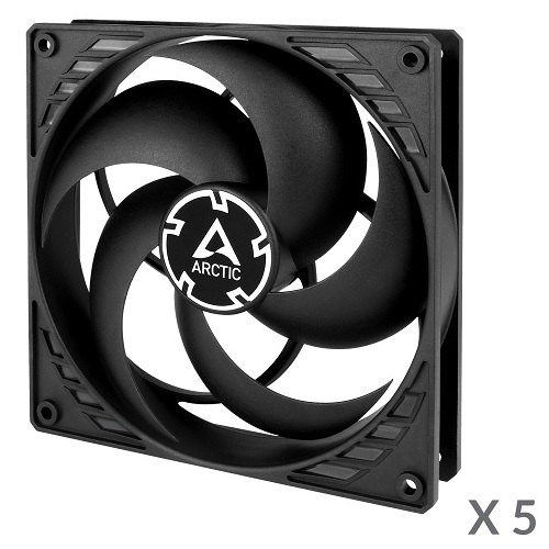 ARCTIC P14 Pressure-Optimised Fans, 3-pin, Melns, 5 pcs