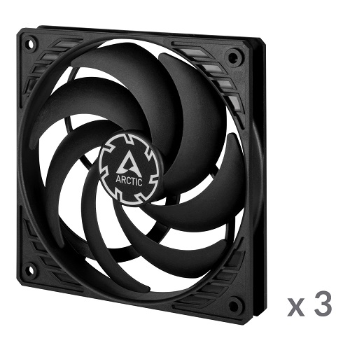 ARCTIC P12 Slim PWM PST Fans, 4-pin, 120mm, melns, 3pcs