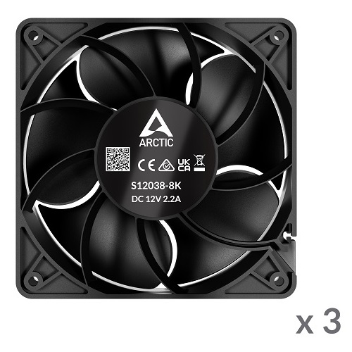 ARCTIC S12038-8 Servera ventilatori, 4 kontakti, 120 mm, 3 gab.