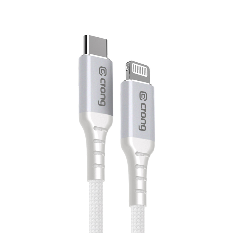 Crong Armor Link - USB-C Lightning Fast Charging MFi kabelis 150cm (balts)