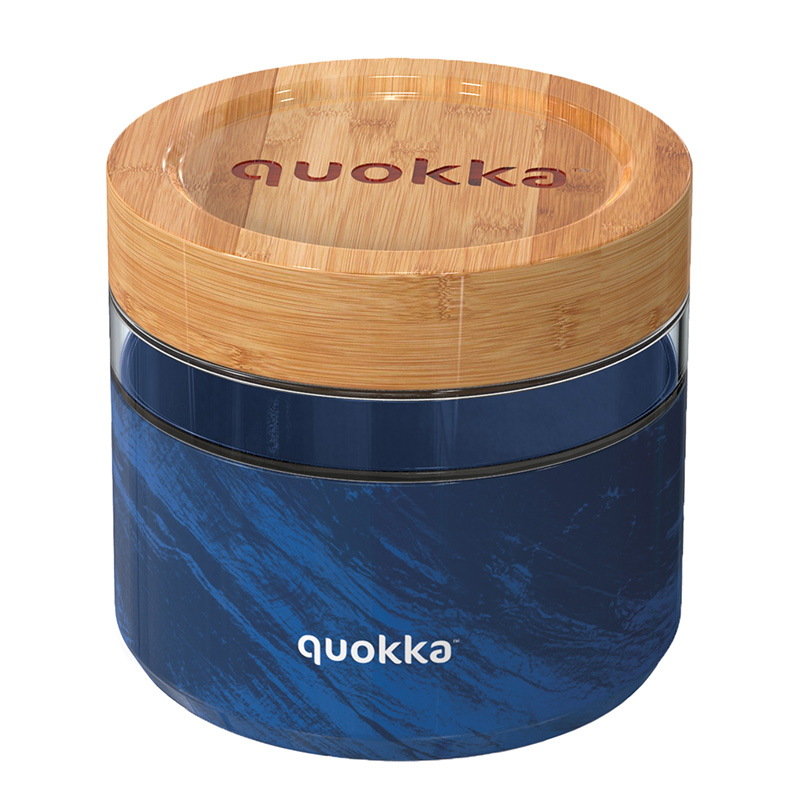 Quokka Deli Food Jar 820 ml borosilikāta stikla pārtikas trauks, koka tekstūras raksts