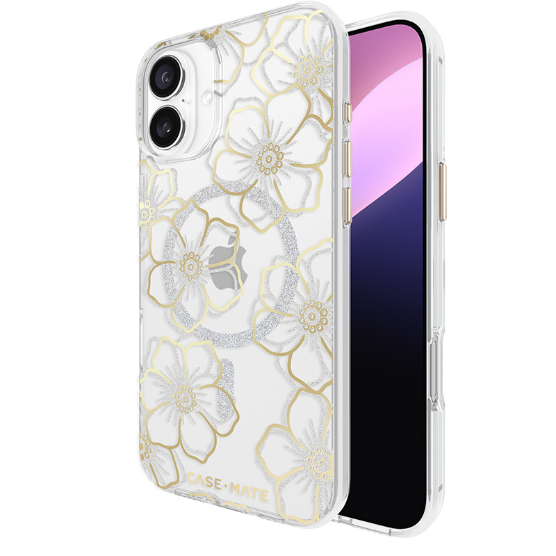 maciņš-Mate Floral Gems MagSafe - maciņš iPhone 16 Plus (zeltains)
