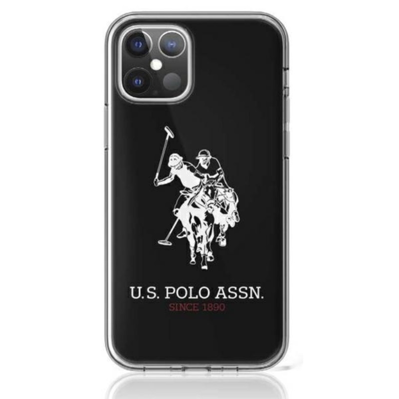 US Polo USHCP12LTPUHRBK iPhone 12 Pro Max 6,7" viedtālruņa apvalks - melns spīdīgs ar lielu logotipu
