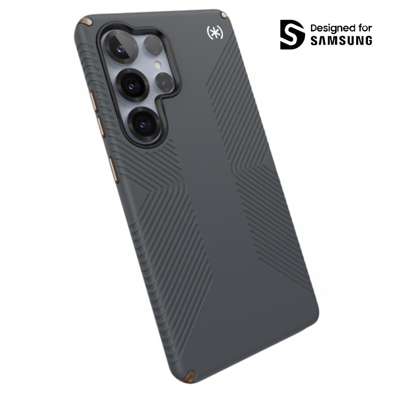 Speck Presidio2 Grip Magnet - Samsung Galaxy S25 Ultra MagSafe maciņš (Charcoal Grey/Cool Bronze/balts)