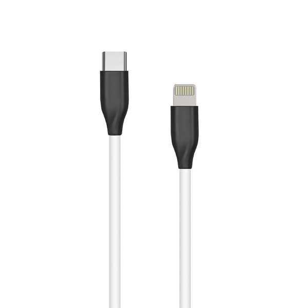 Silicone kabelis USB Type-C - Lightning (balts, 1m)